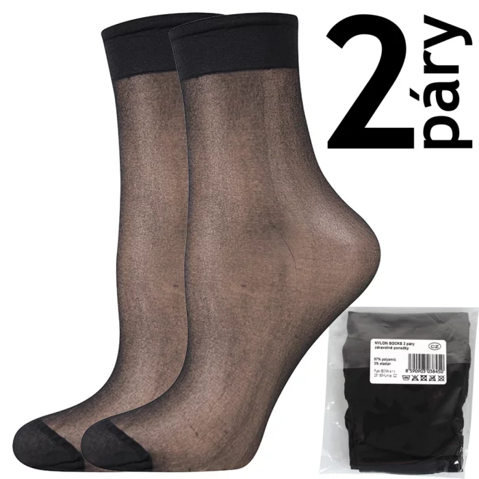 ponožky NYLON / 2 páry (sáček) nero